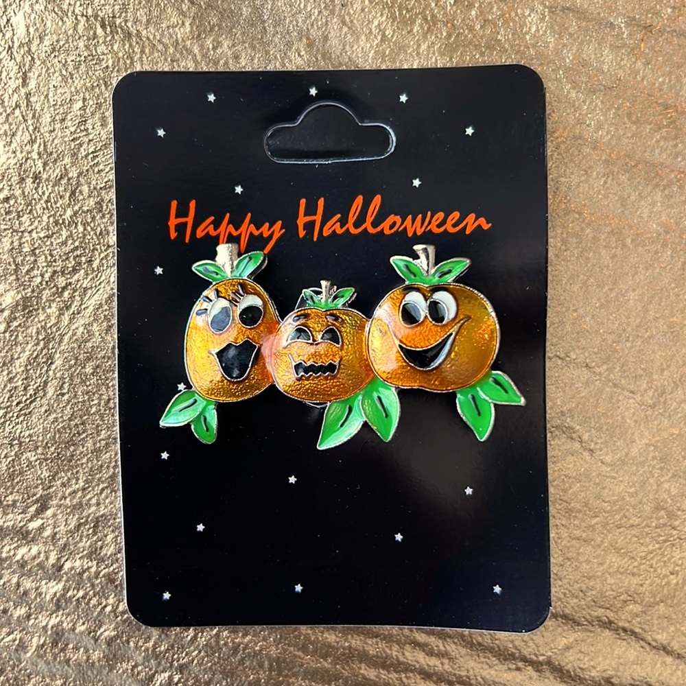 ⚫️Halloween/Fall pumpkin trio brooch/lapel pin. NWT, BOUTIQUE - Picture 1 of 3